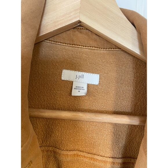 J.Jill Utility Jacket Womens Size Medium Tan/Orange Cotton Stretch Pockets - Picture 3 of 6